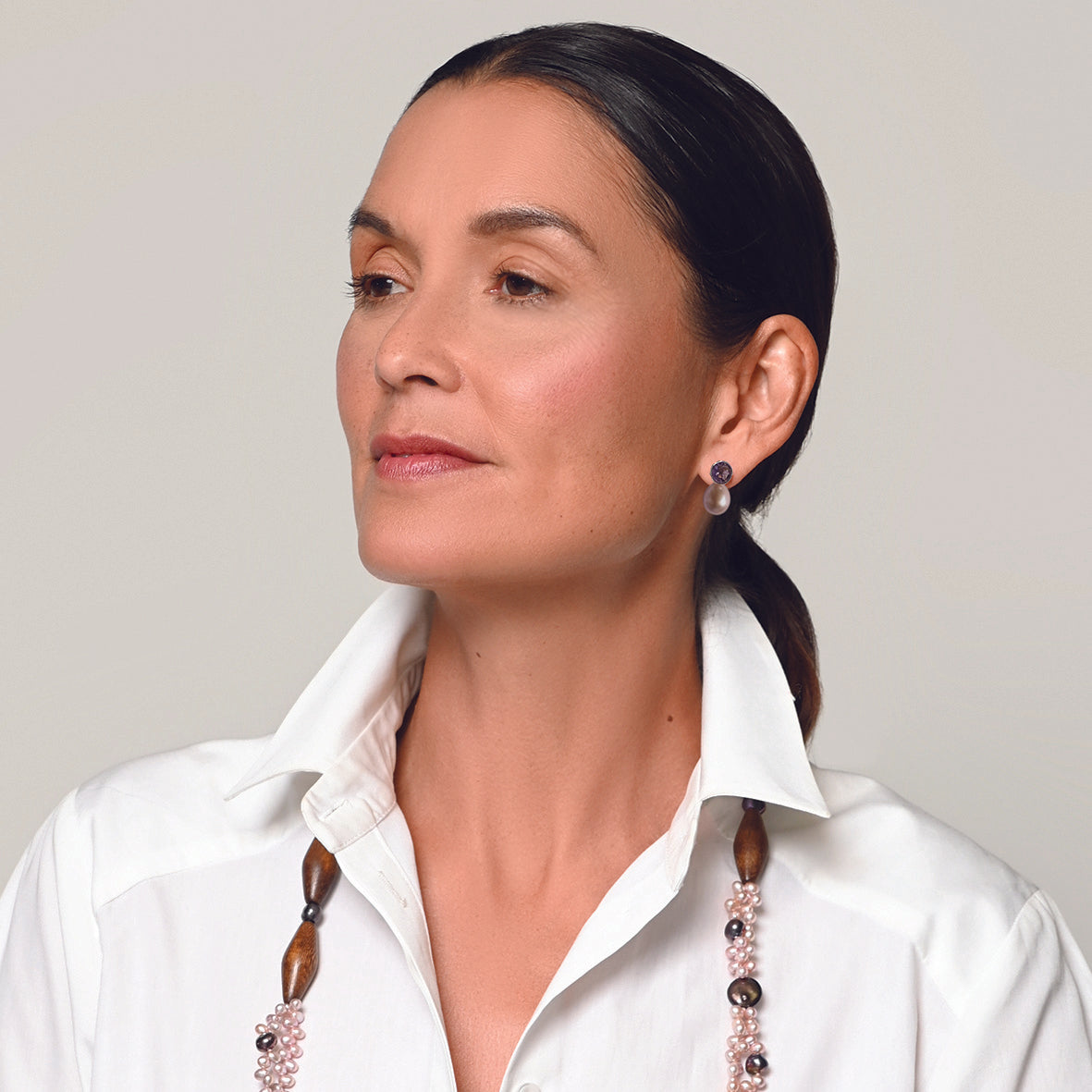 Pink Freshwater Pearl & Amethyst 'Gatsby' Earrings