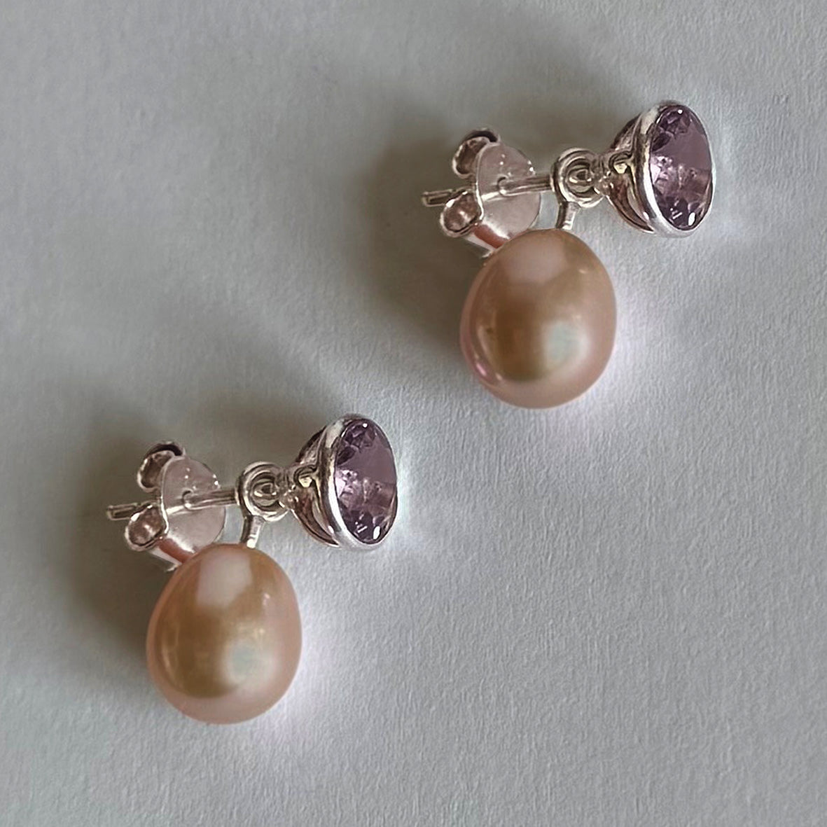 Pink Freshwater Pearl & Amethyst 'Gatsby' Earrings