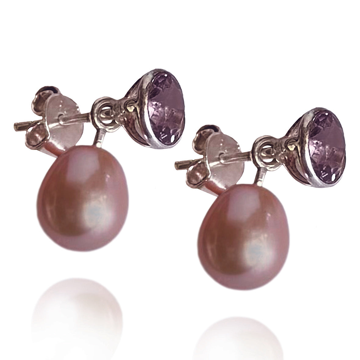 Pink Freshwater Pearl & Amethyst 'Gatsby' Earrings