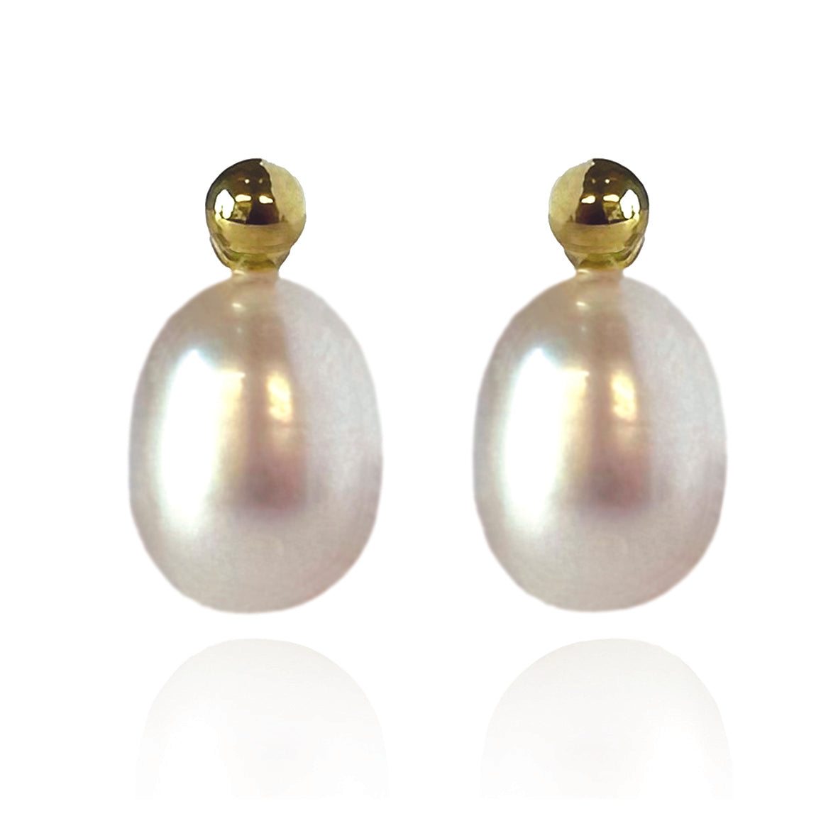 White Freshwater Pearl Drop Gold Earrings
