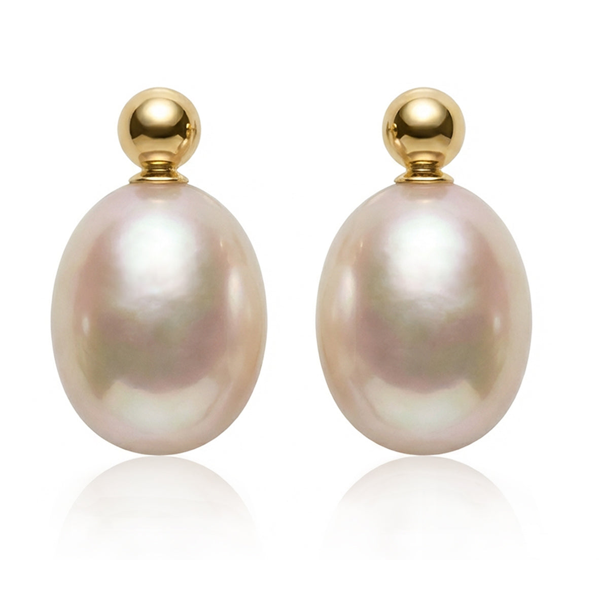White Freshwater Pearl Drop Gold Earrings