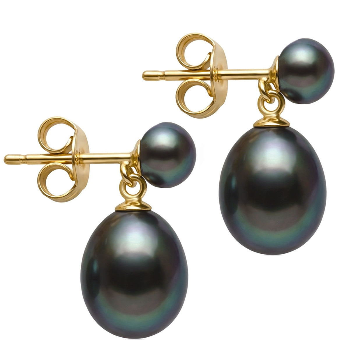 Black Freshwater Pearl Mini Gold Drop Earrings