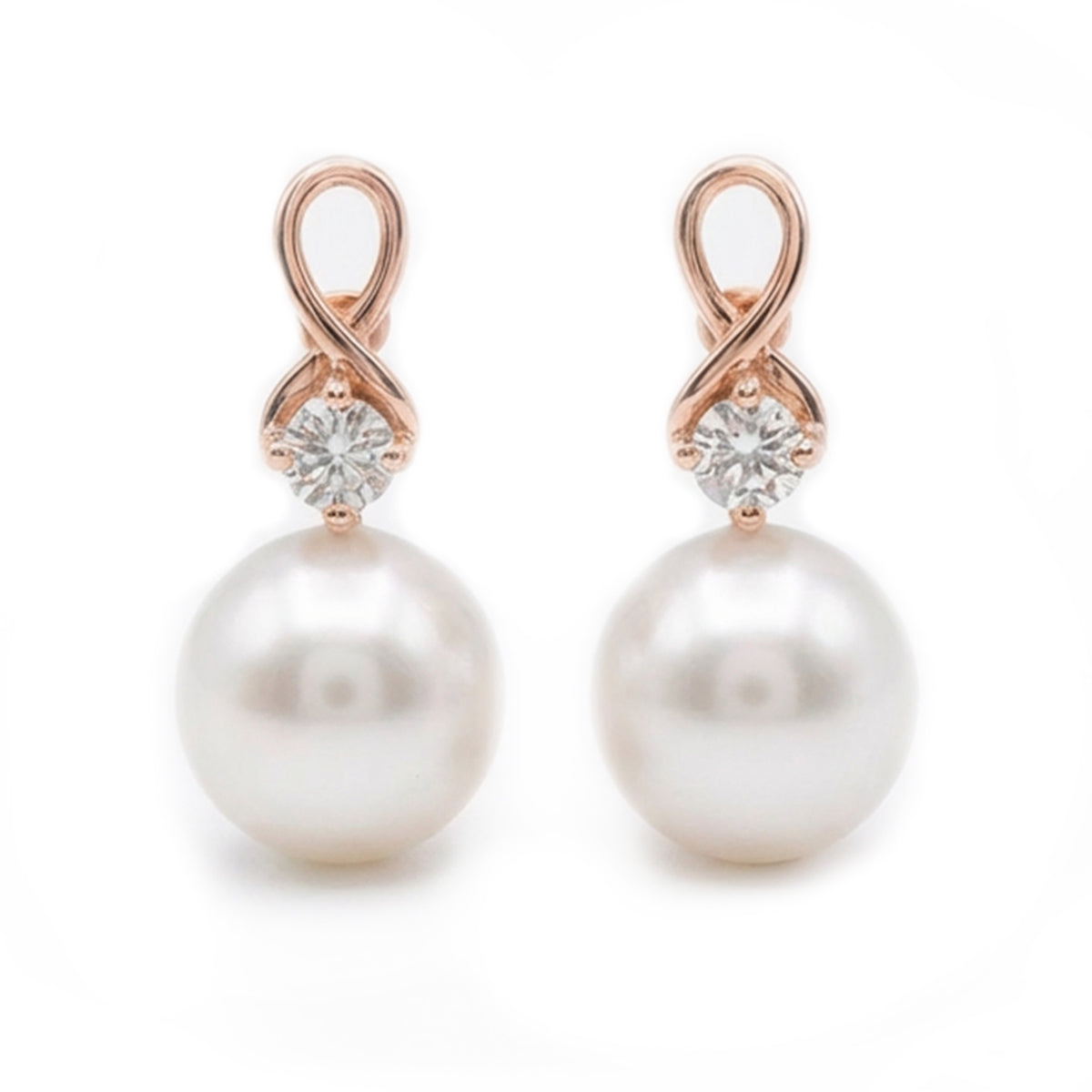 White South Sea Pearl, Diamond‑Set, 18ct Rose Gold, ‘Build Your Own’ Earrings