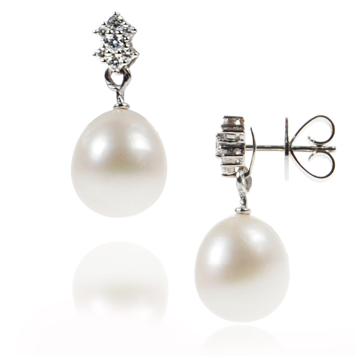 White South Sea Pearl & Diamond 'Tsarina' Stud Earrings