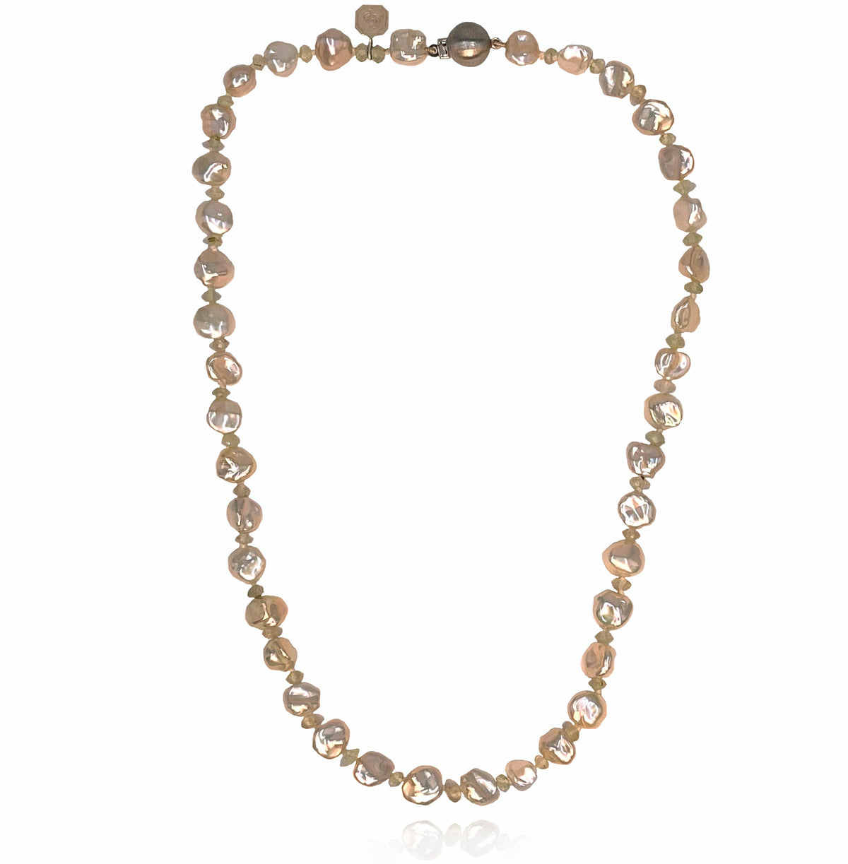 White Keshi Pearl &amp; Chalcedony &#39;The Twist&#39; Necklace