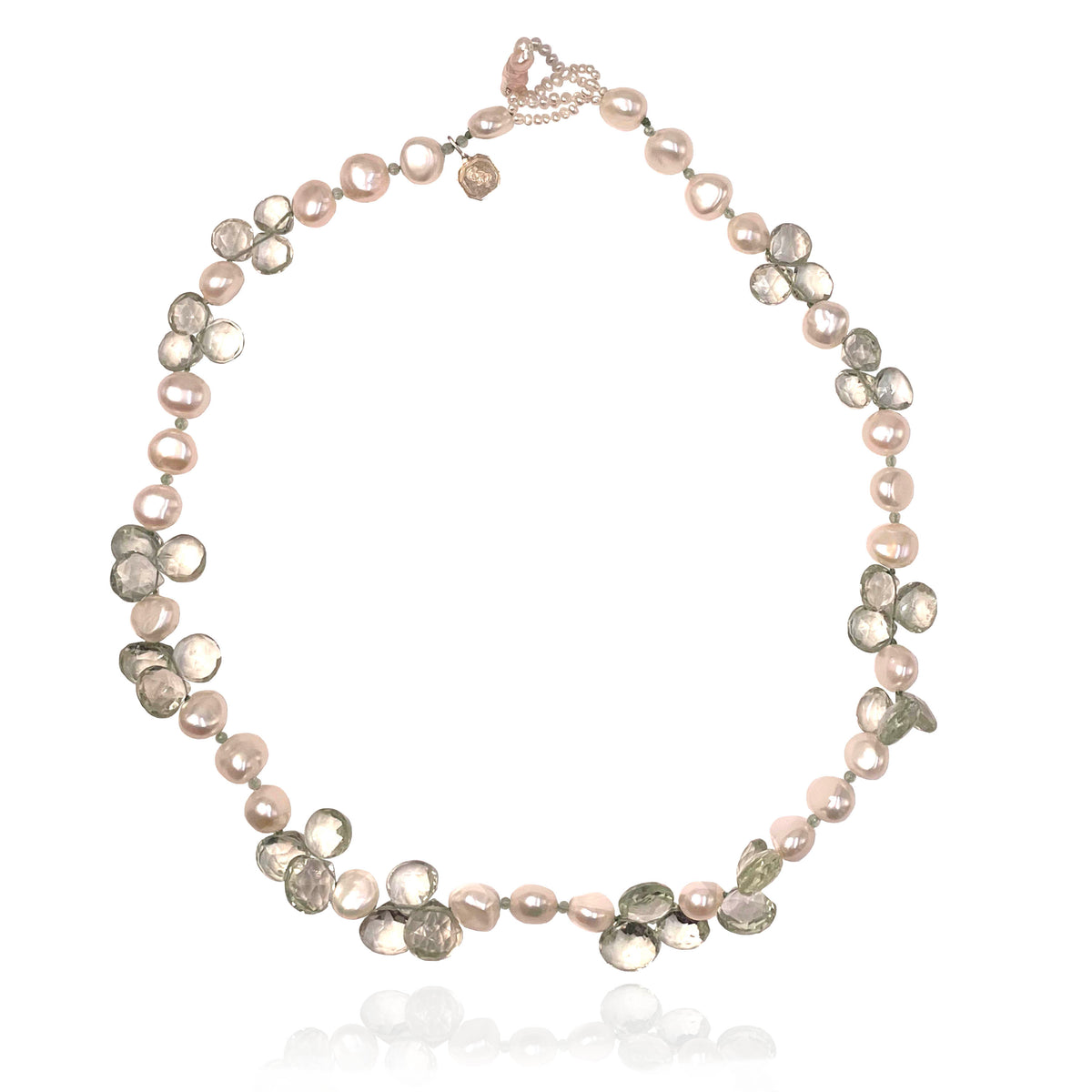 White Freshwater Pearl &amp; Precious Stone &#39;Abstract&#39; Choker