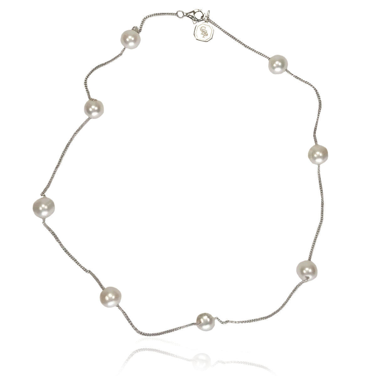 White Freshwater Pearl &amp; Silver Chain Necklace