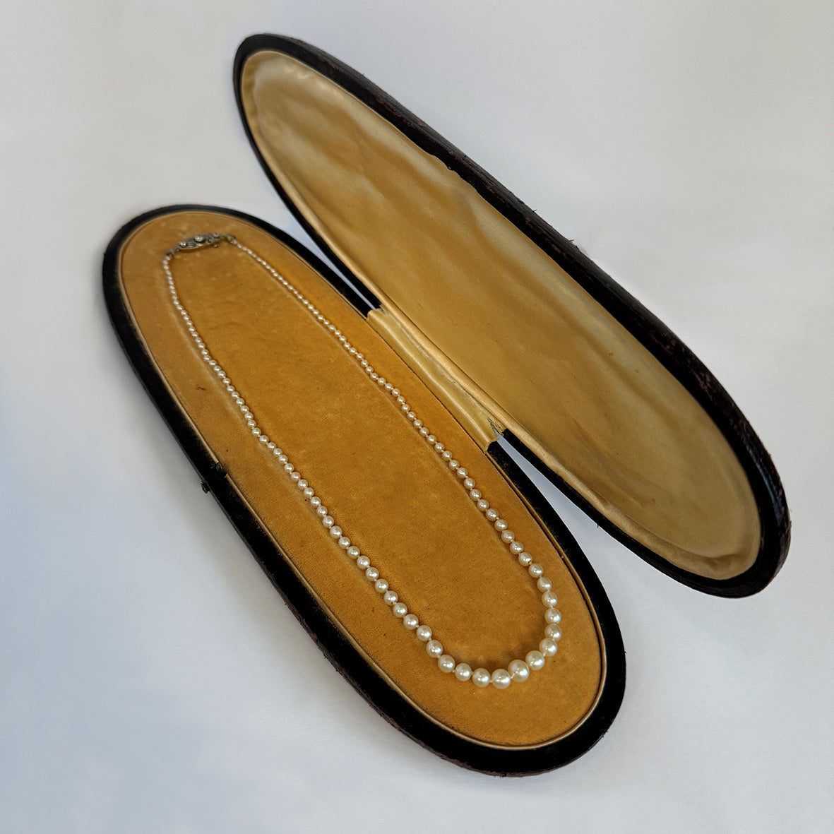 Rare White-Gold Natural Saltwater Pearl 14ct Platinum & White Gold Necklace