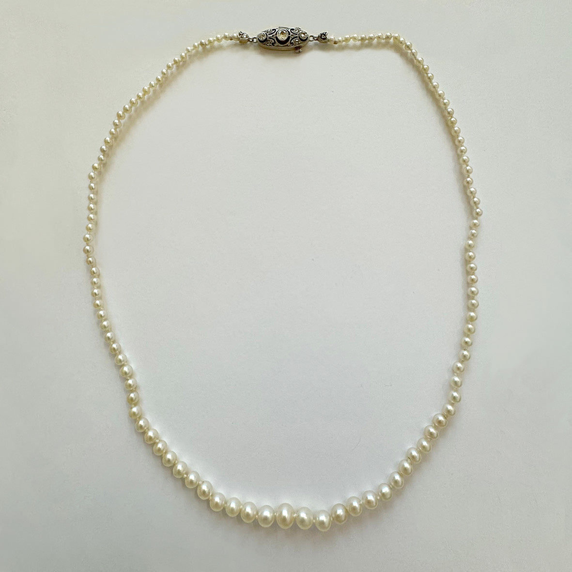 Rare White-Gold Natural Saltwater Pearl 14ct Platinum & White Gold Necklace