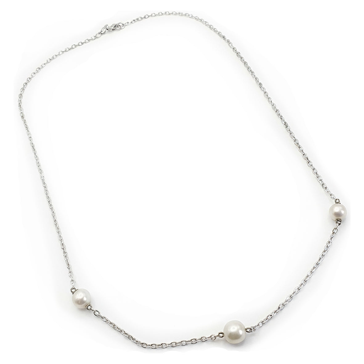Rare White Natural Scottish Freshwater Pearls 9ct White Gold Necklace