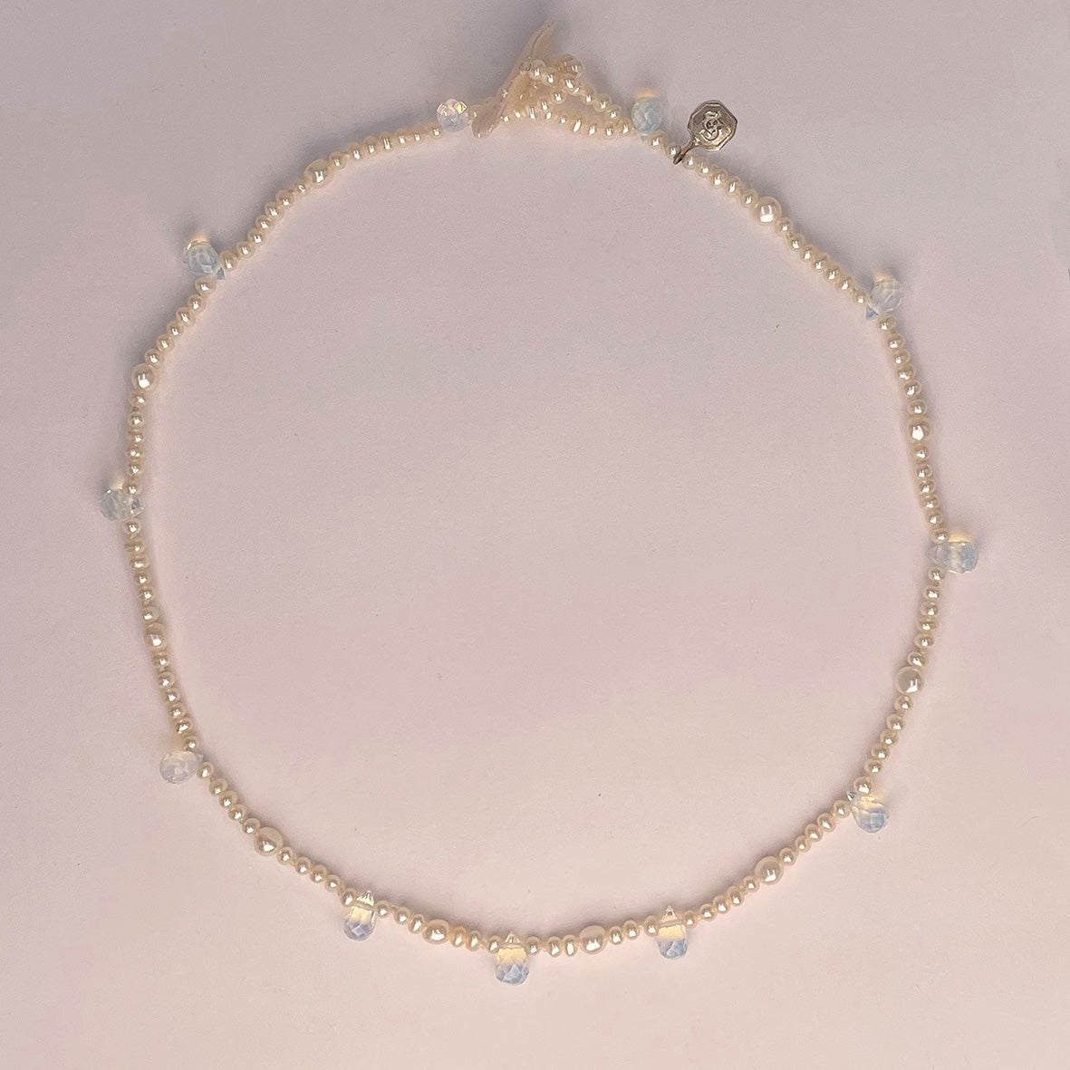 White Freshwater Pearl & Opaline 'Tsarina' Single Strand Necklace