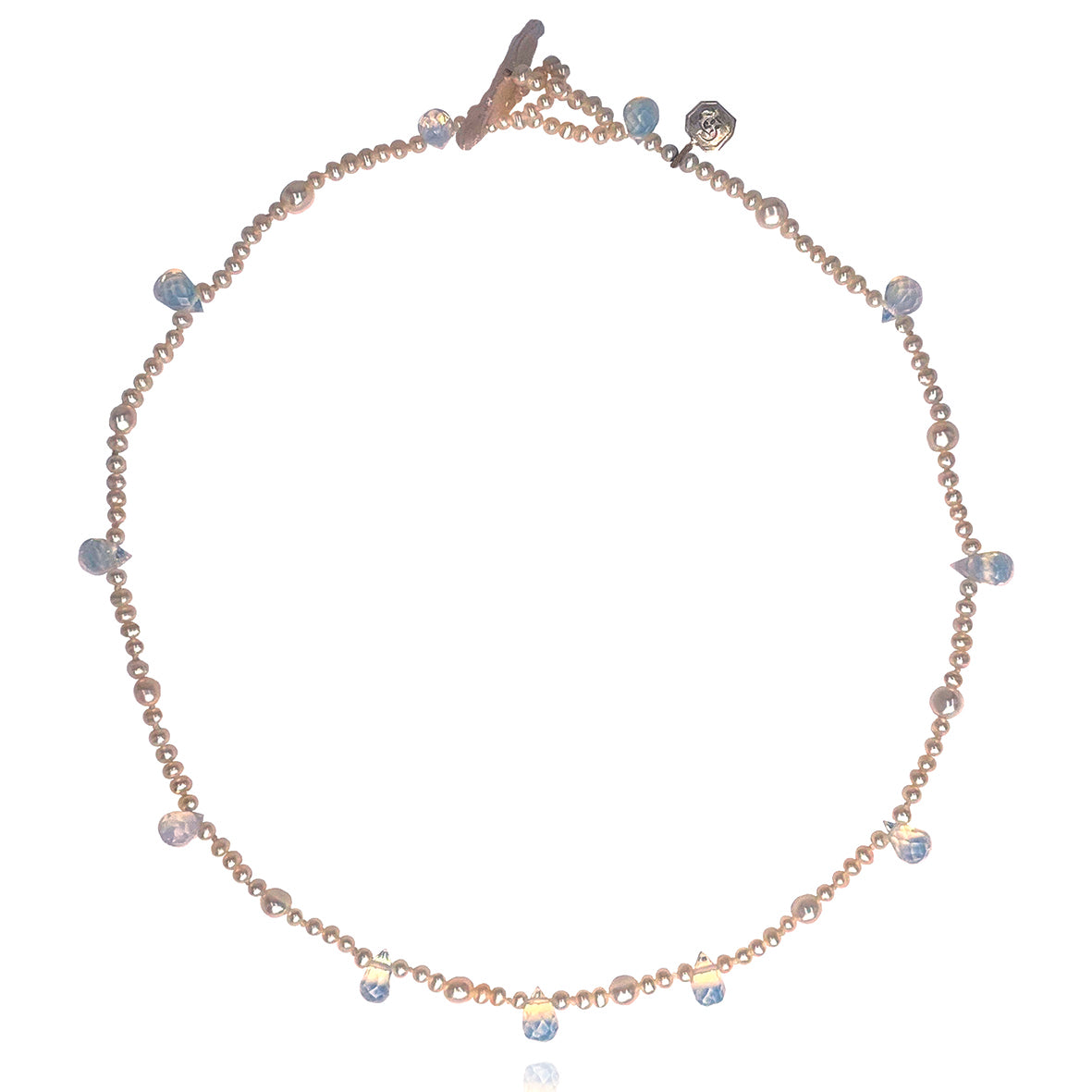 White Freshwater Pearl & Opaline 'Tsarina' Single Strand Necklace