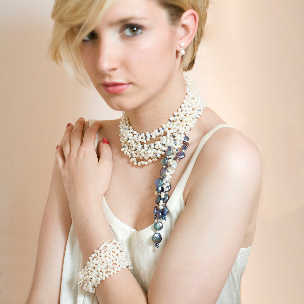 Black & White Freshwater Pearl 'Morse Code' Lariat