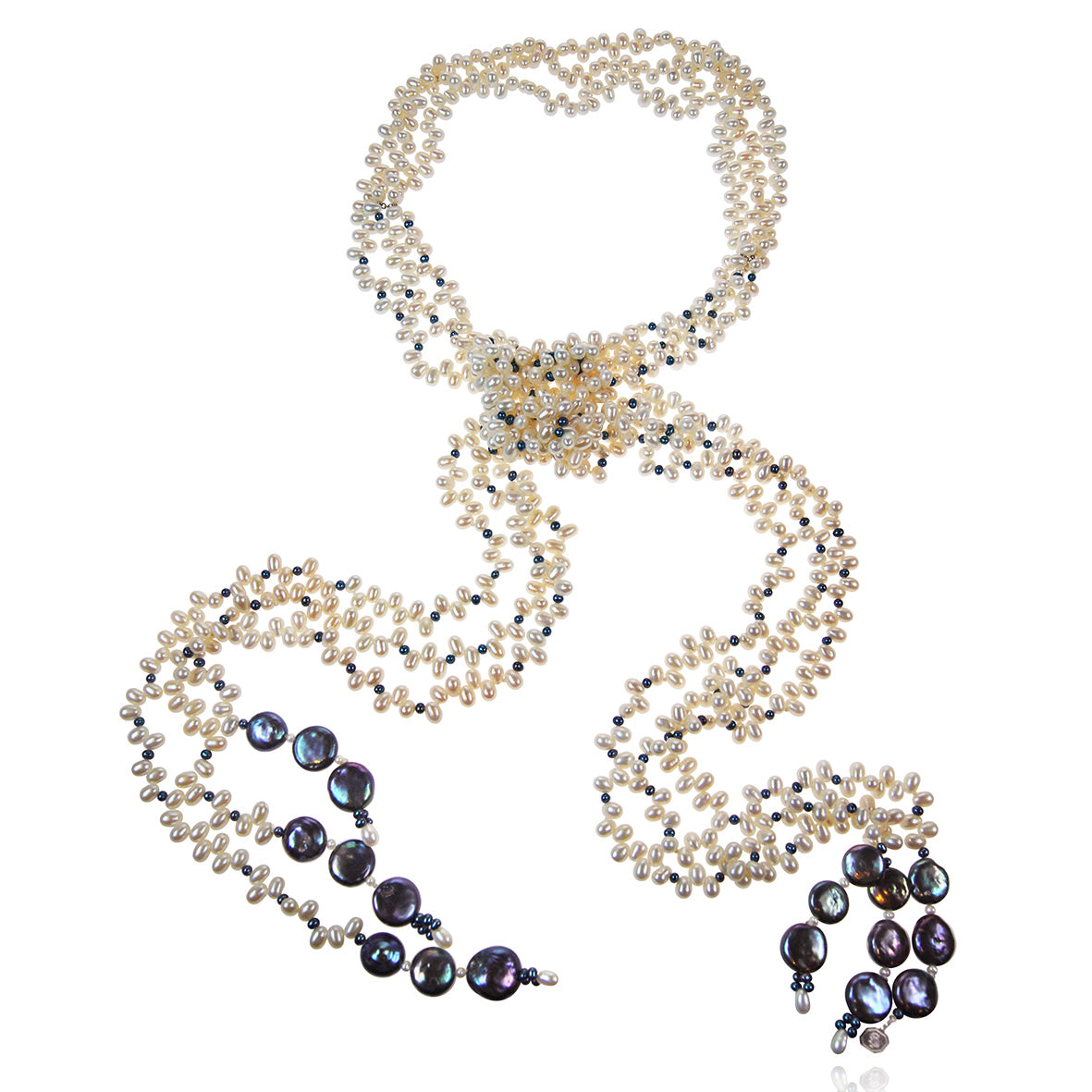 Black & White Freshwater Pearl 'Morse Code' Lariat