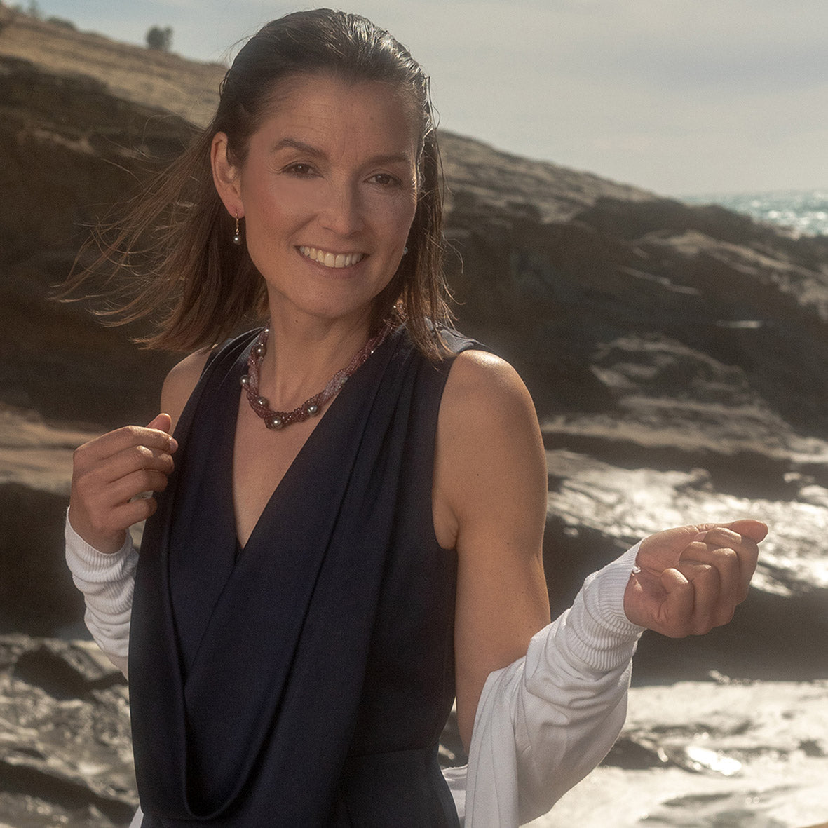 Tahitian Pearl & Pink Tourmaline  'Melograno' Multi-Strand Necklace