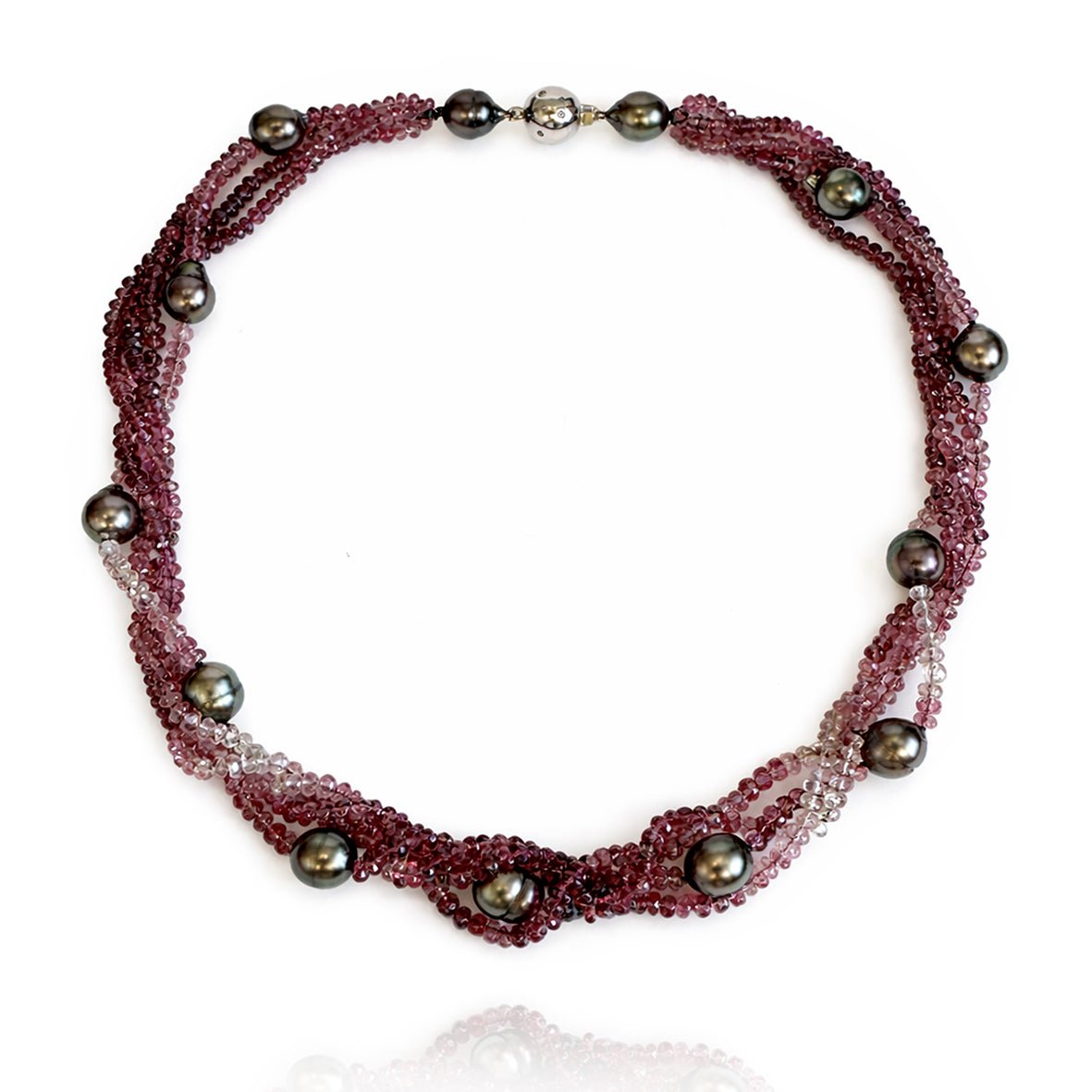 Tahitian Pearl & Pink Tourmaline  'Melograno' Multi-Strand Necklace