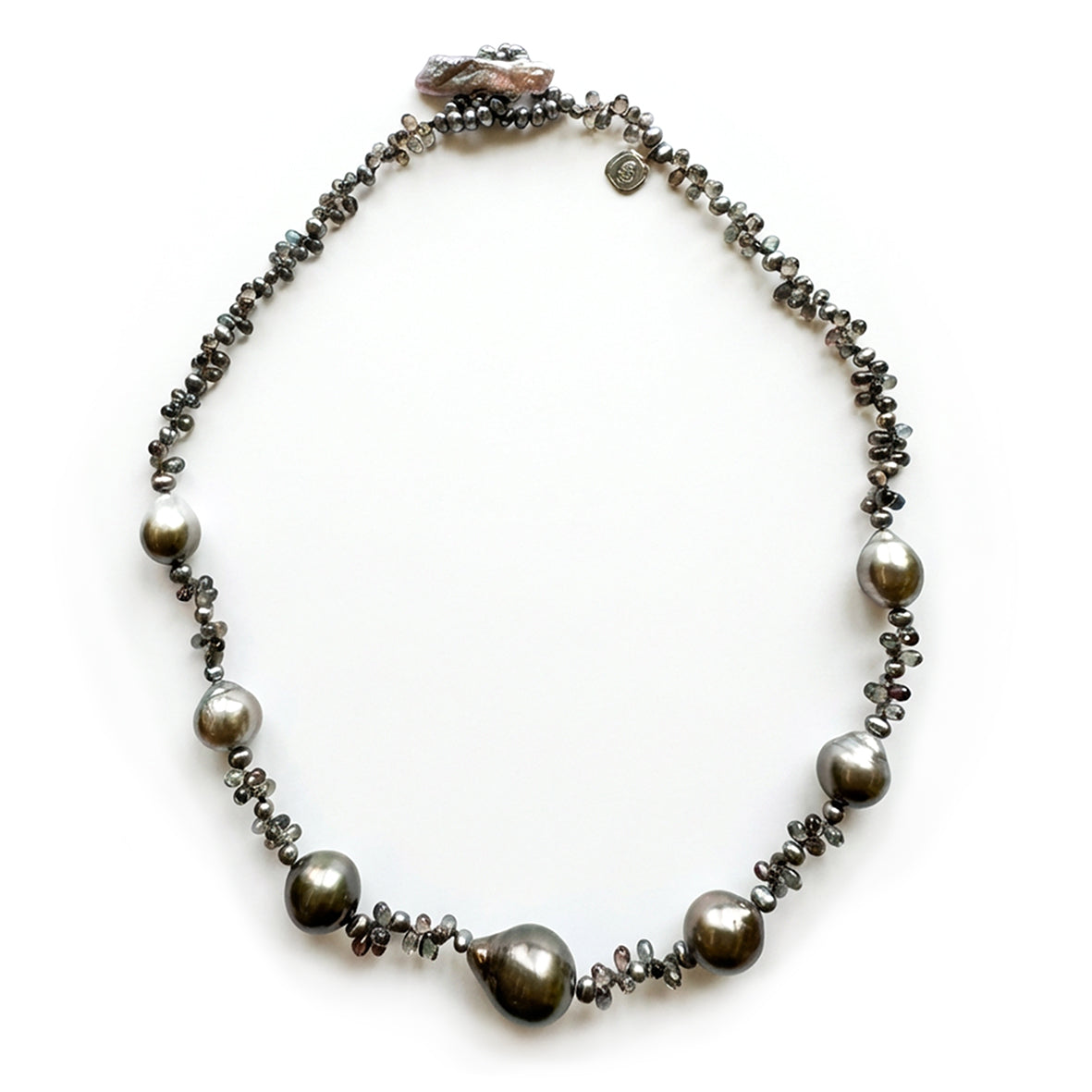 Black Tahitian Pearl & Sapphire Necklace
