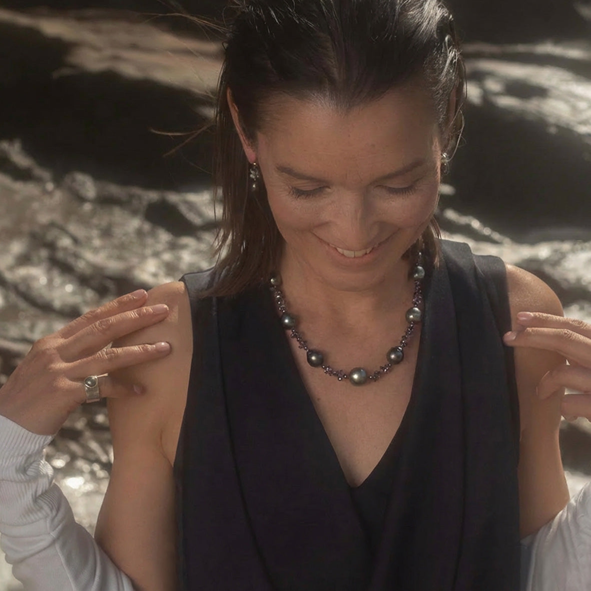 Black Tahitian Pearl & Sapphire Necklace