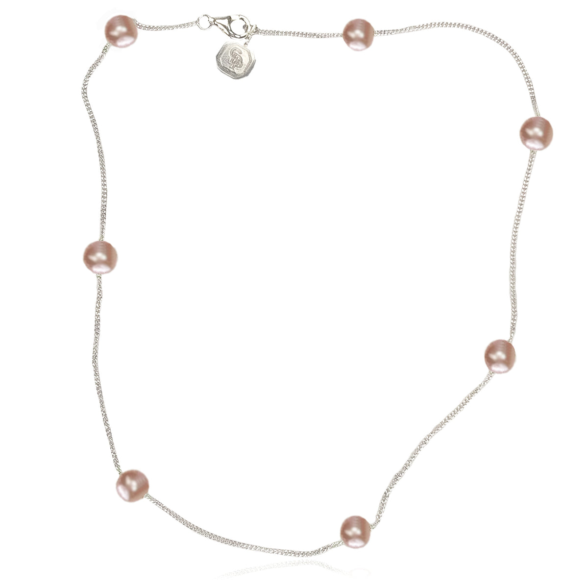 Pink Freshwater Pearl & Silver Chain Necklace