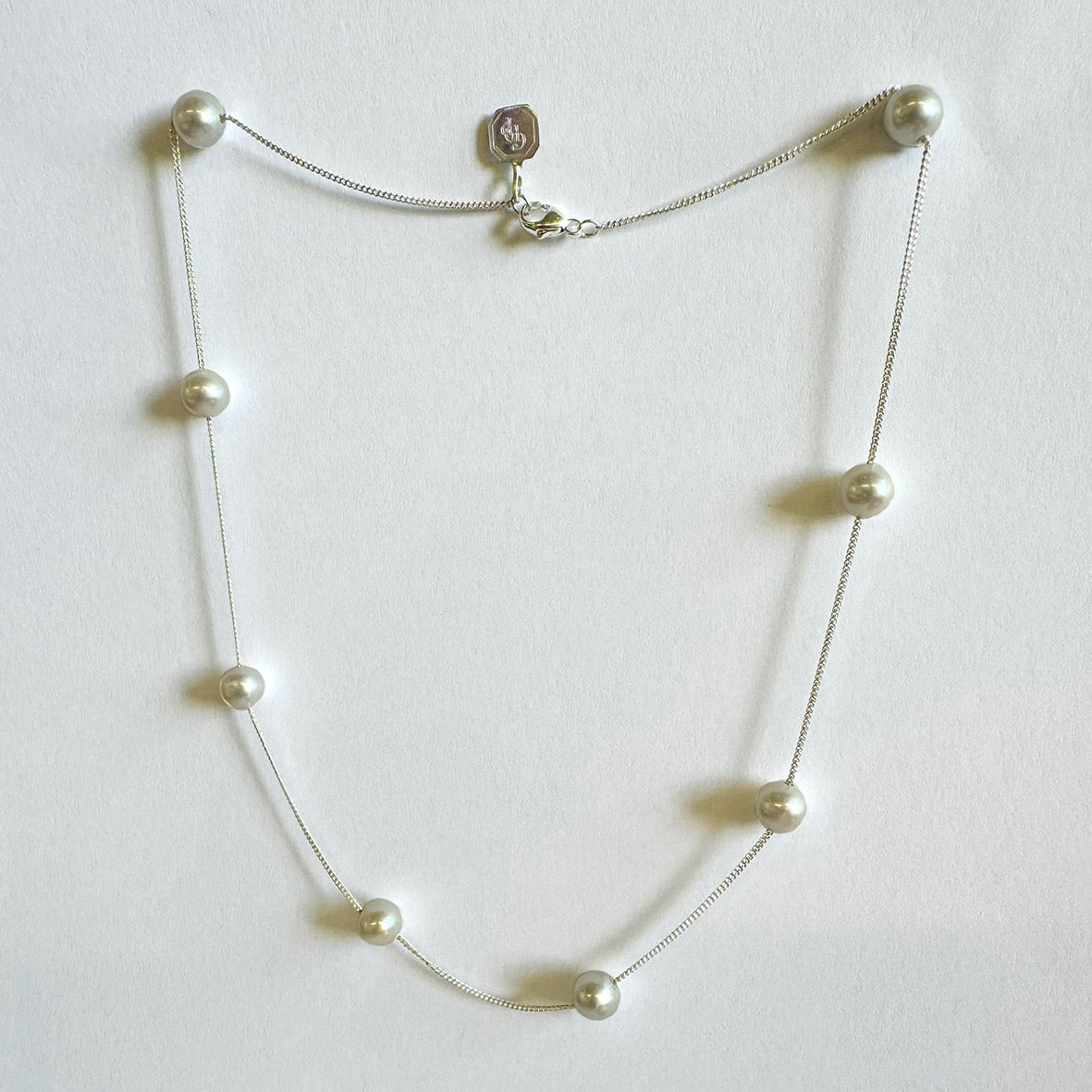 White Freshwater Pearl & Silver Chain Necklace