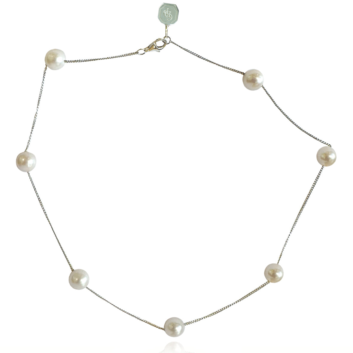 White Freshwater Pearl & Chain Necklace