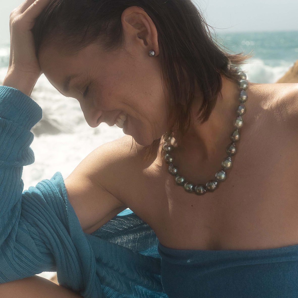 Grey Baroque Tahitian Multicolour Pearl Necklace