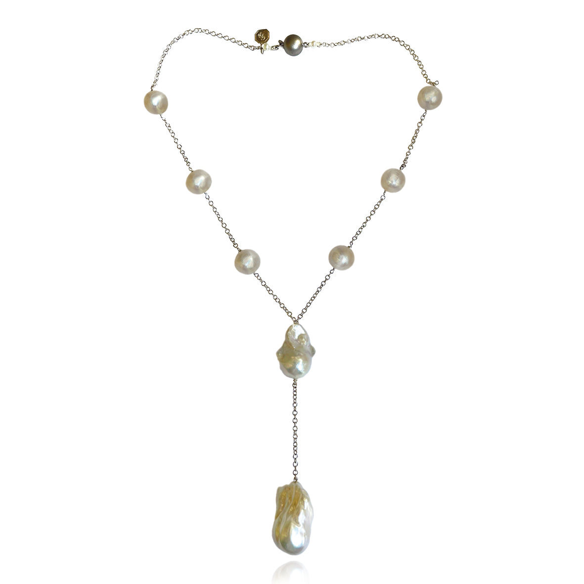 White Baroque Freshwater Pearl Drop Necklace