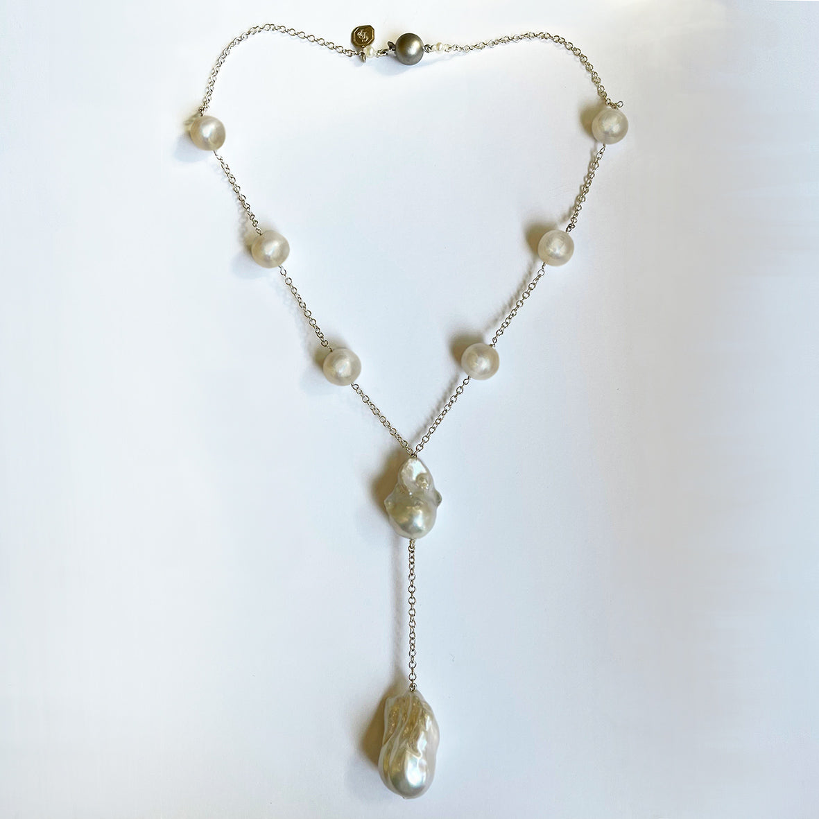 White Baroque Freshwater Pearl Drop Necklace