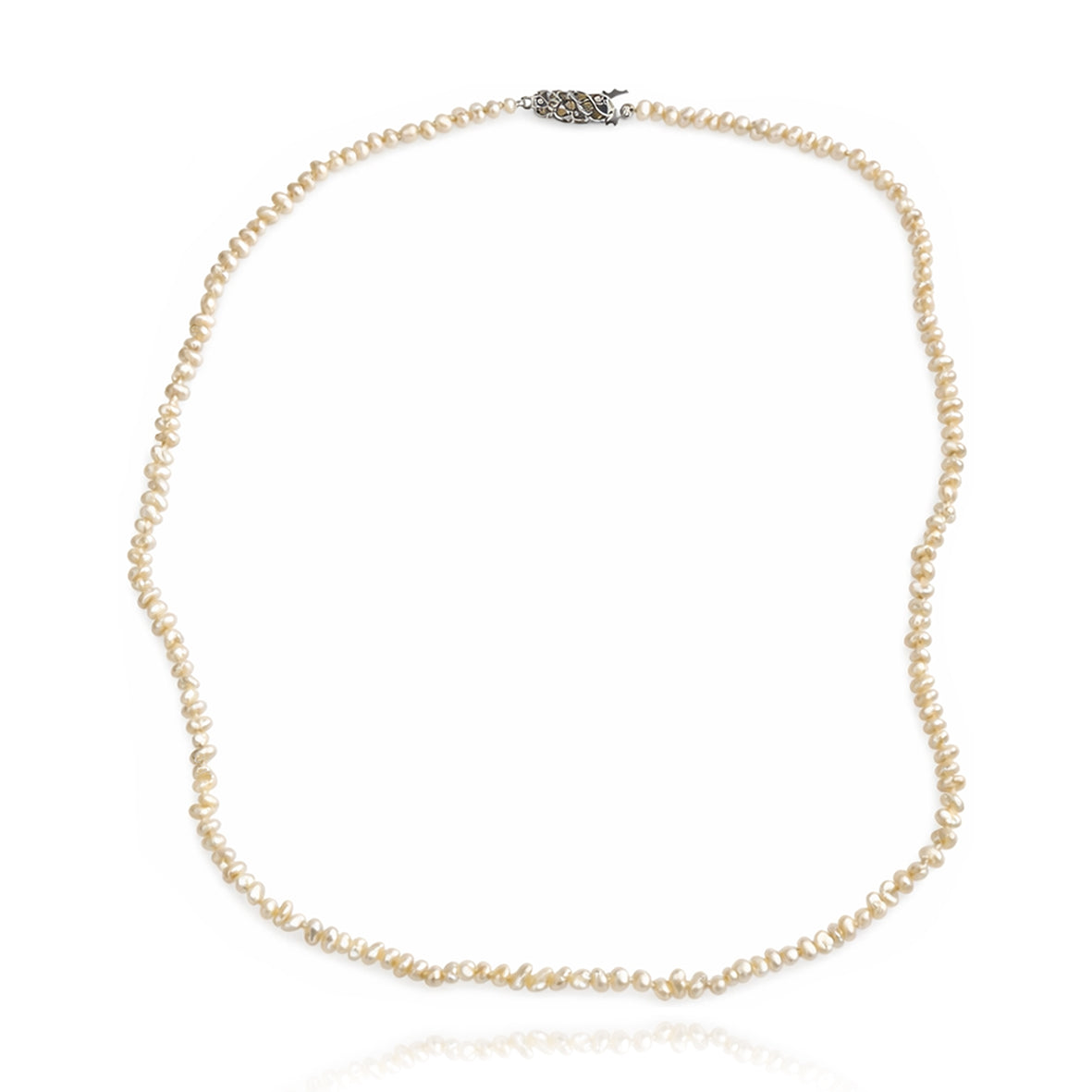 Rare Natural Seed Pearl Strand with Vintage Clasp Necklace