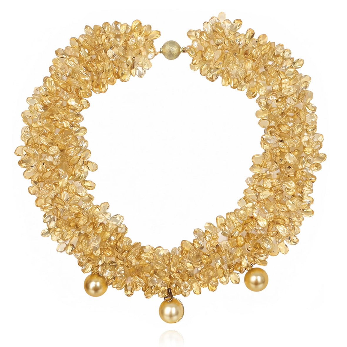 Golden South Sea Baroque Pearl & Citrine 'Coco Coral' Necklace