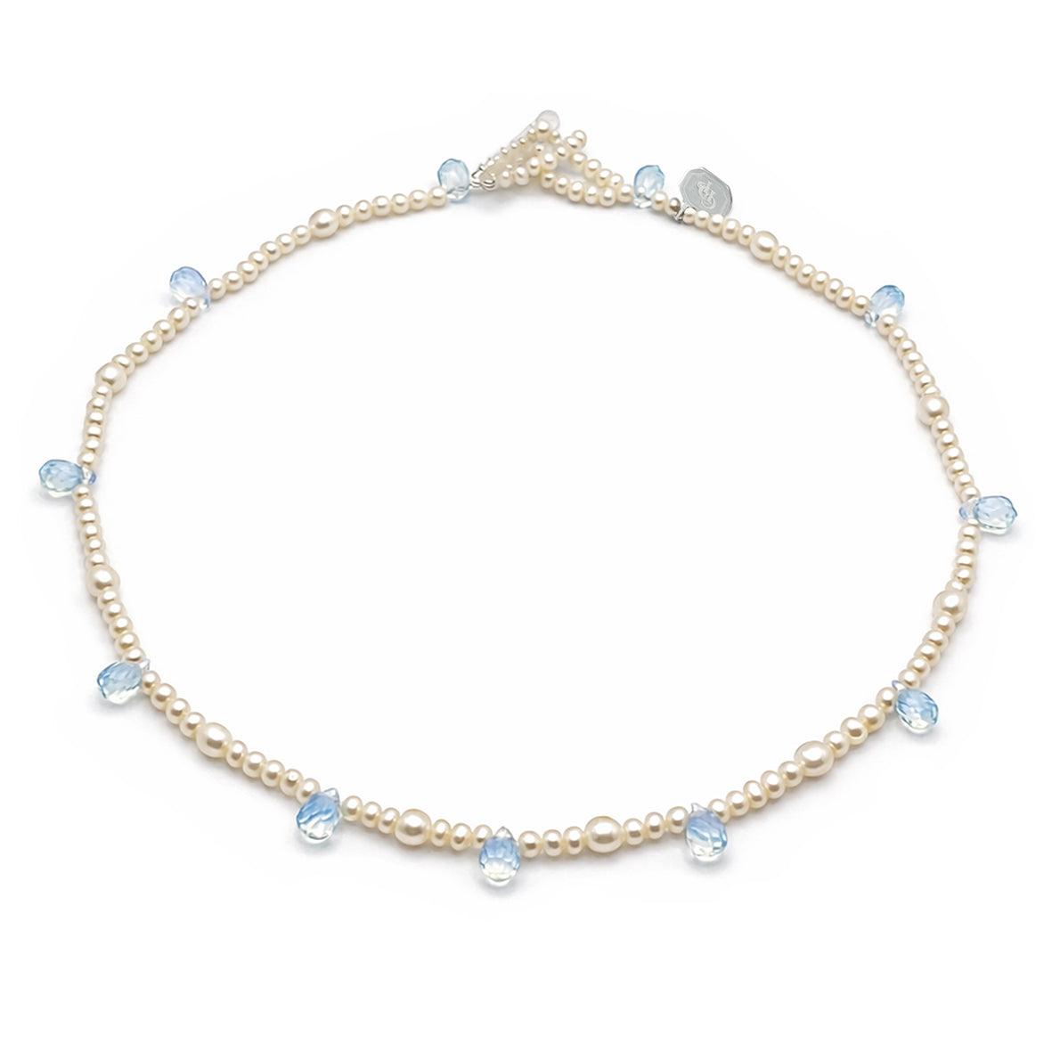 White Freshwater Pearl & Opaline 'Tsarina' Single Strand Necklace