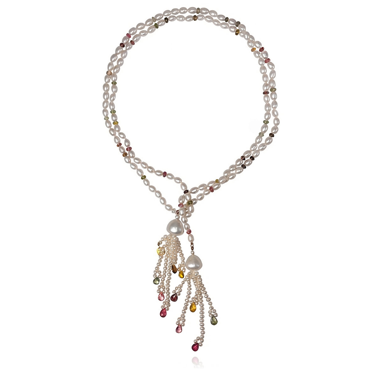 White South Sea Pearl & Tourmaline 'Happy' Lariat