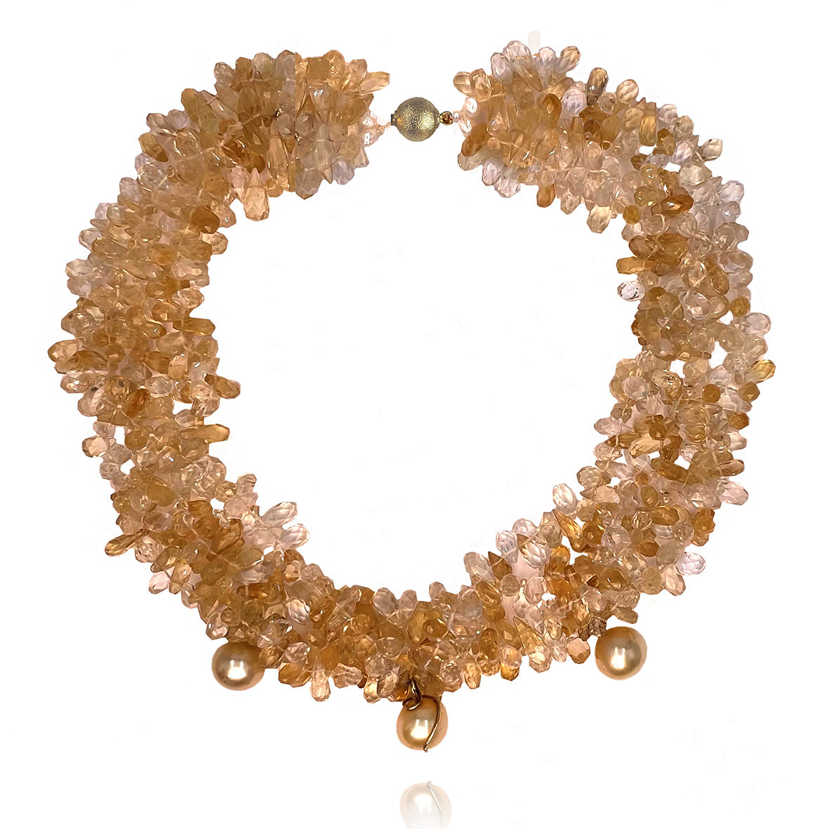 Golden South Sea Baroque Pearl & Citrine 'Coco Coral' Necklace