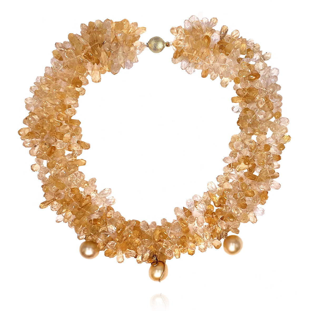 Golden South Sea Baroque Pearl & Citrine 'Coco Coral' Necklace
