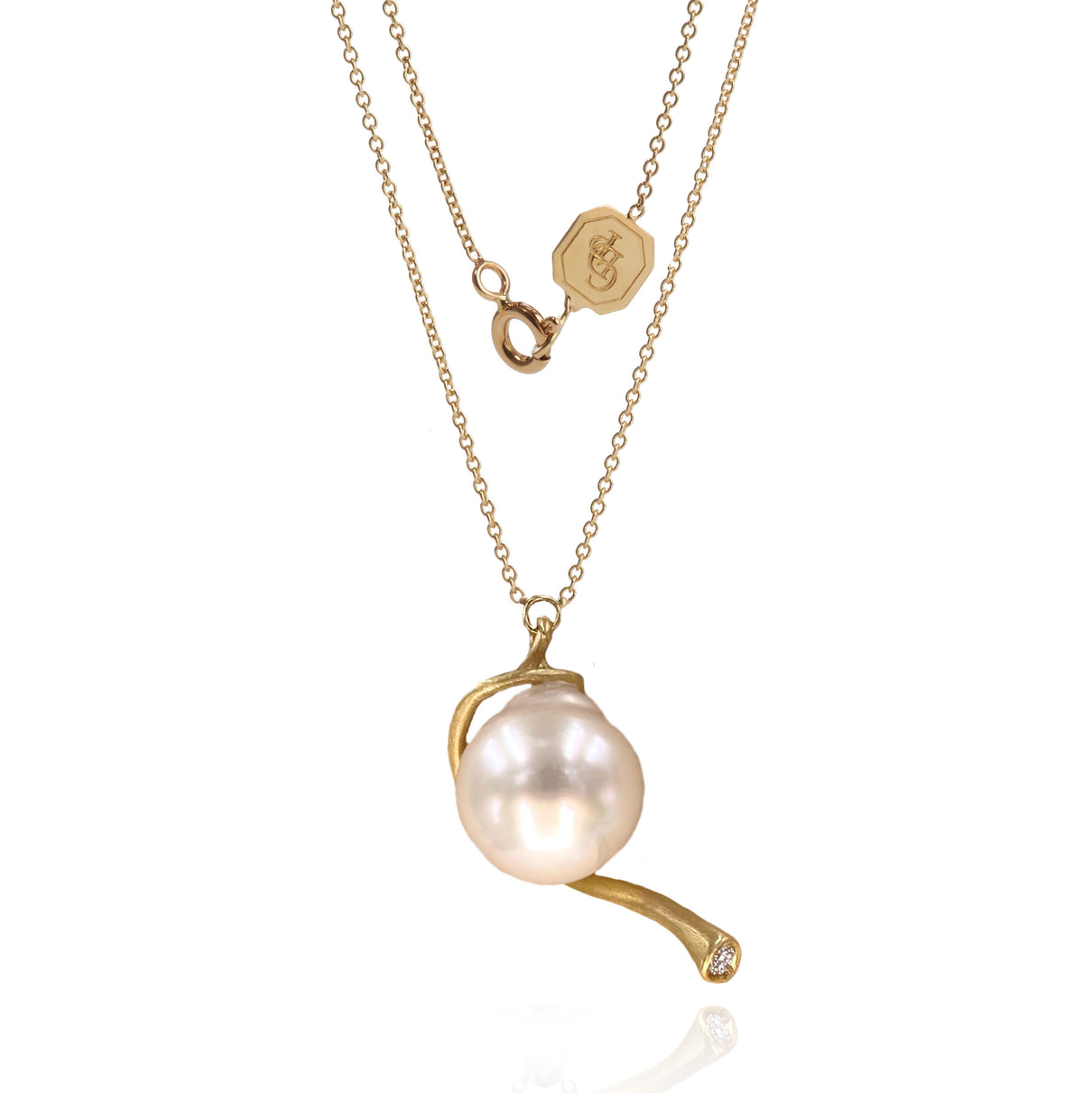 White South Sea Pearl, Diamond &amp; 18ct Gold &#39;Hug&#39; Pendant