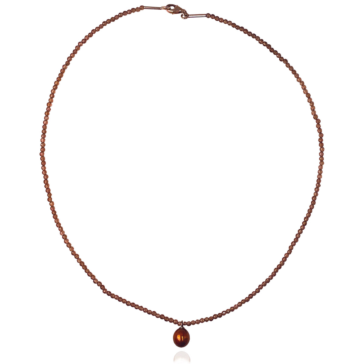 Copper Freshwater Pearl &amp; Smokey Quartz Drop Necklace
