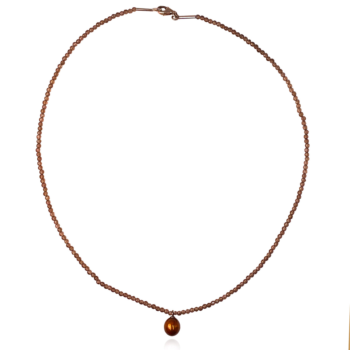 Copper Freshwater Pearl &amp; Smokey Quartz Drop Necklace