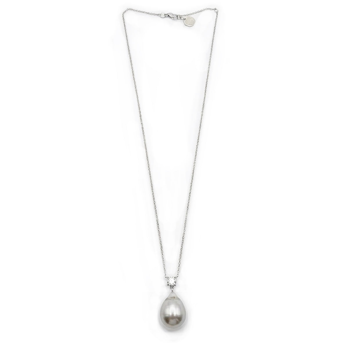 Rare Grey Tahitian Pearl & Solitaire Diamond on 18ct White Gold Pendant