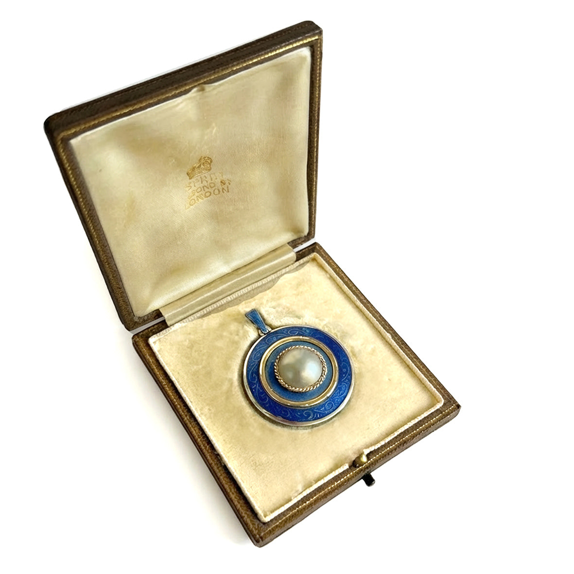 White Mabe Pearl, Edwardian Asprey Enamel & Diamond, 18ct Gold Bezel, Pendant