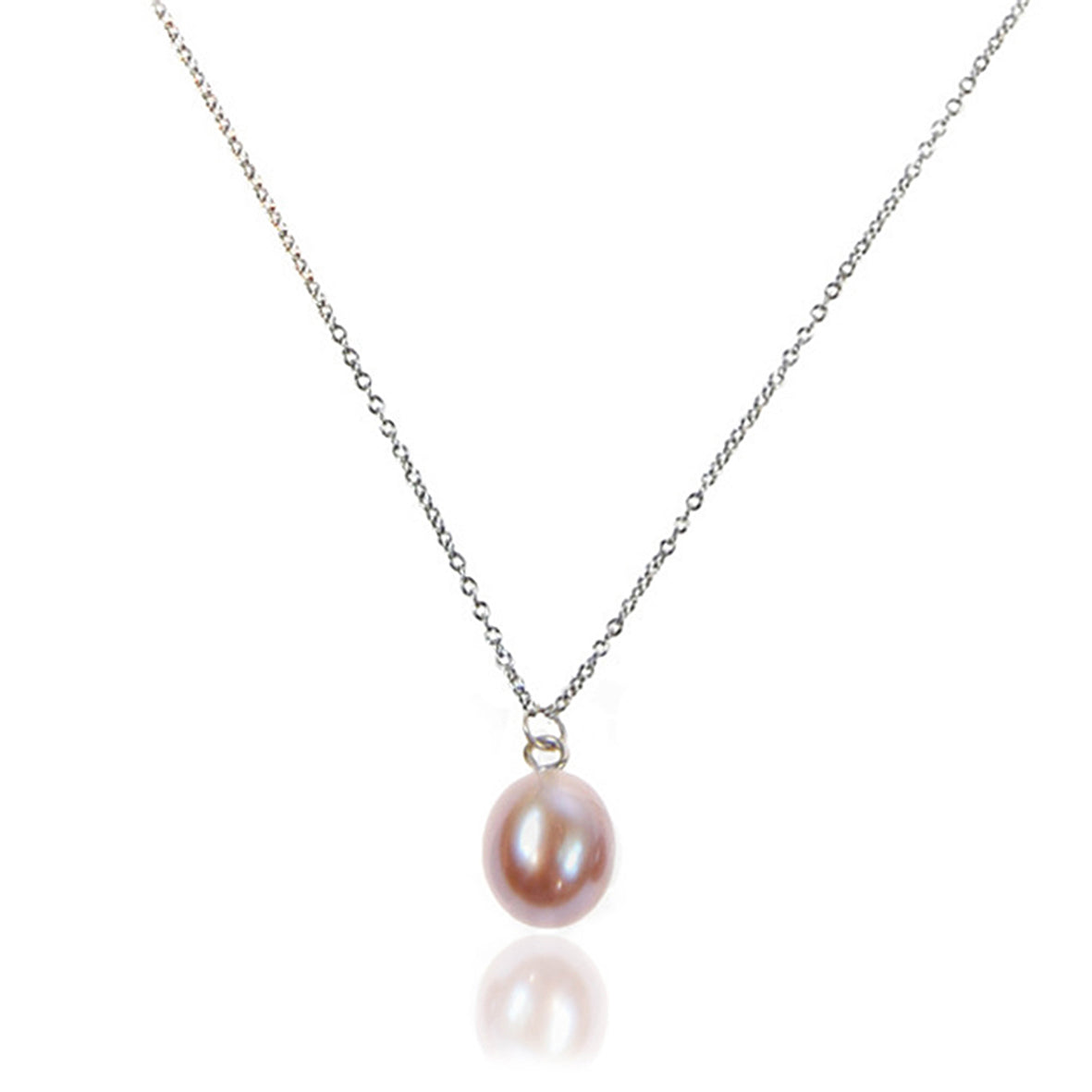 Pink Freshwater Pearl 'Simple' Silver Pendant