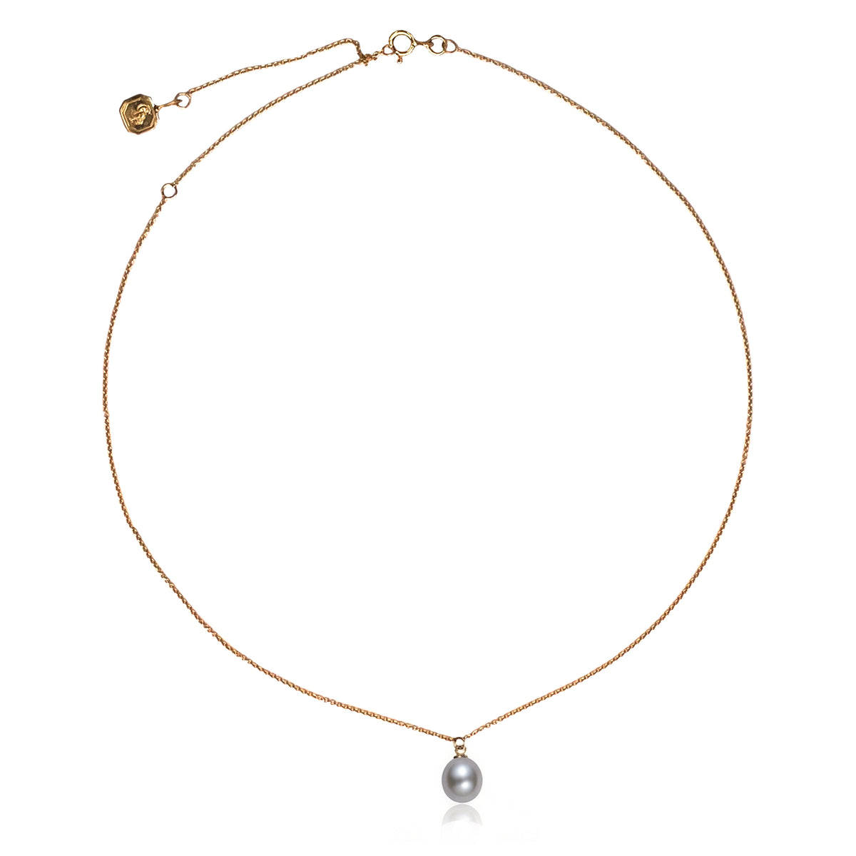 Grey Freshwater Pearl on Delicate 18ct Gold Chain Pendant