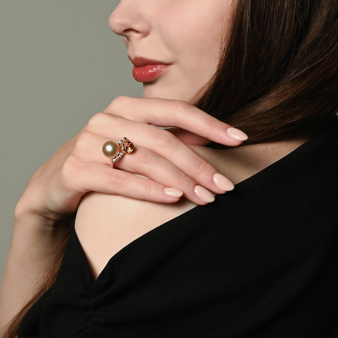 Gold South Sea Pearl and Citrine & Diamond 'Tsarina' Ring