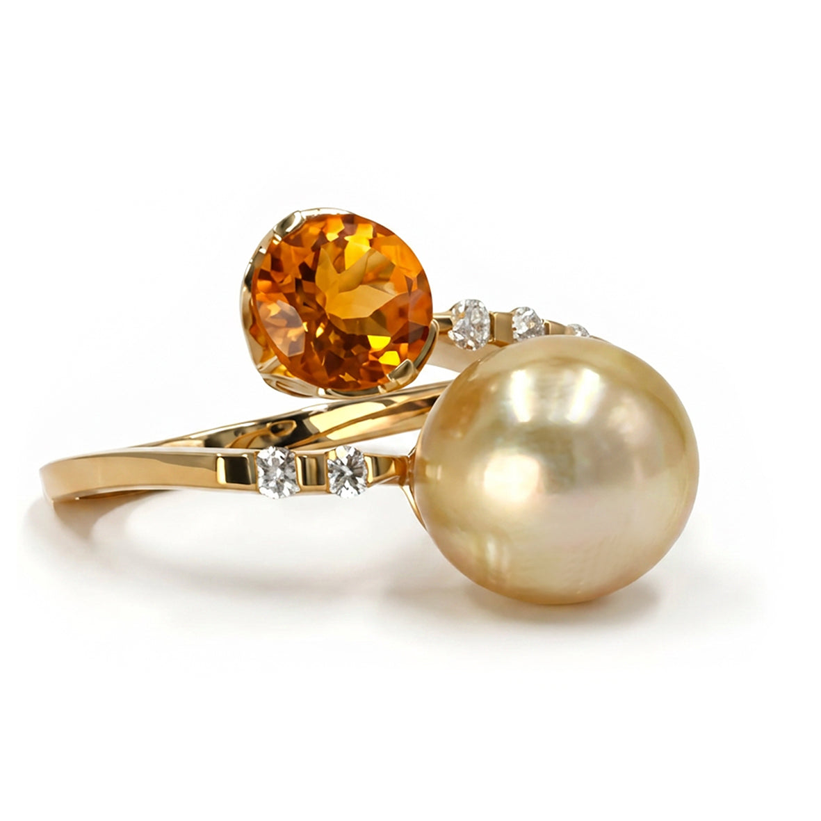 Gold South Sea Pearl and Citrine & Diamond 'Tsarina' Ring