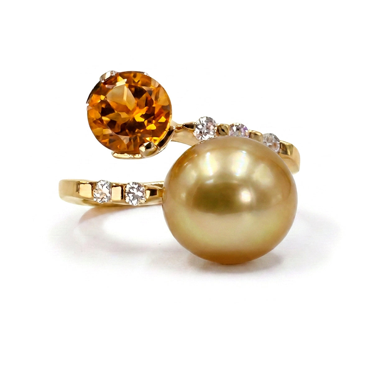 Gold South Sea Pearl and Citrine & Diamond 'Tsarina' Ring