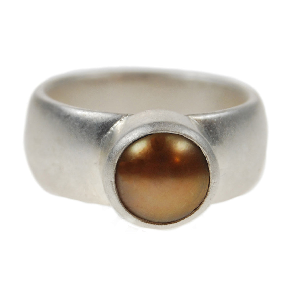 Copper Freshwater Pearl & Silver Ring