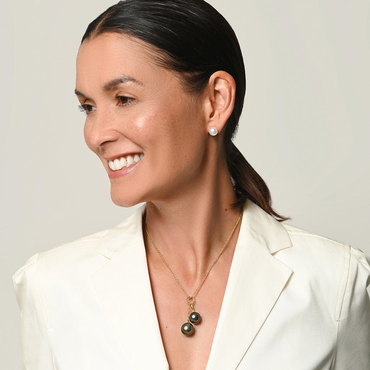 Tahitian Pearl 'Build Your Own' Double Gold Charm Pendant