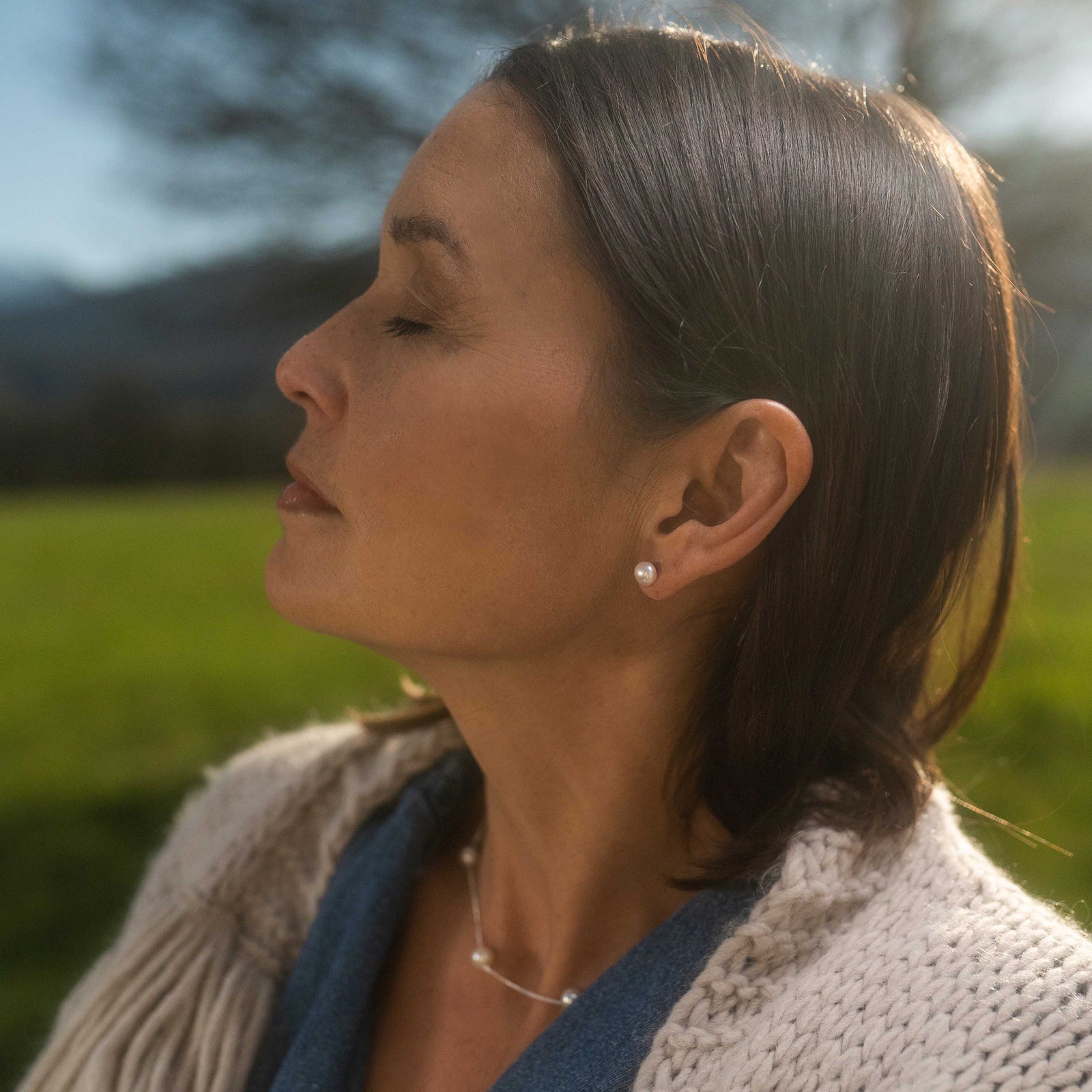 Freshwater Pearl Studs on Silver Posts in White