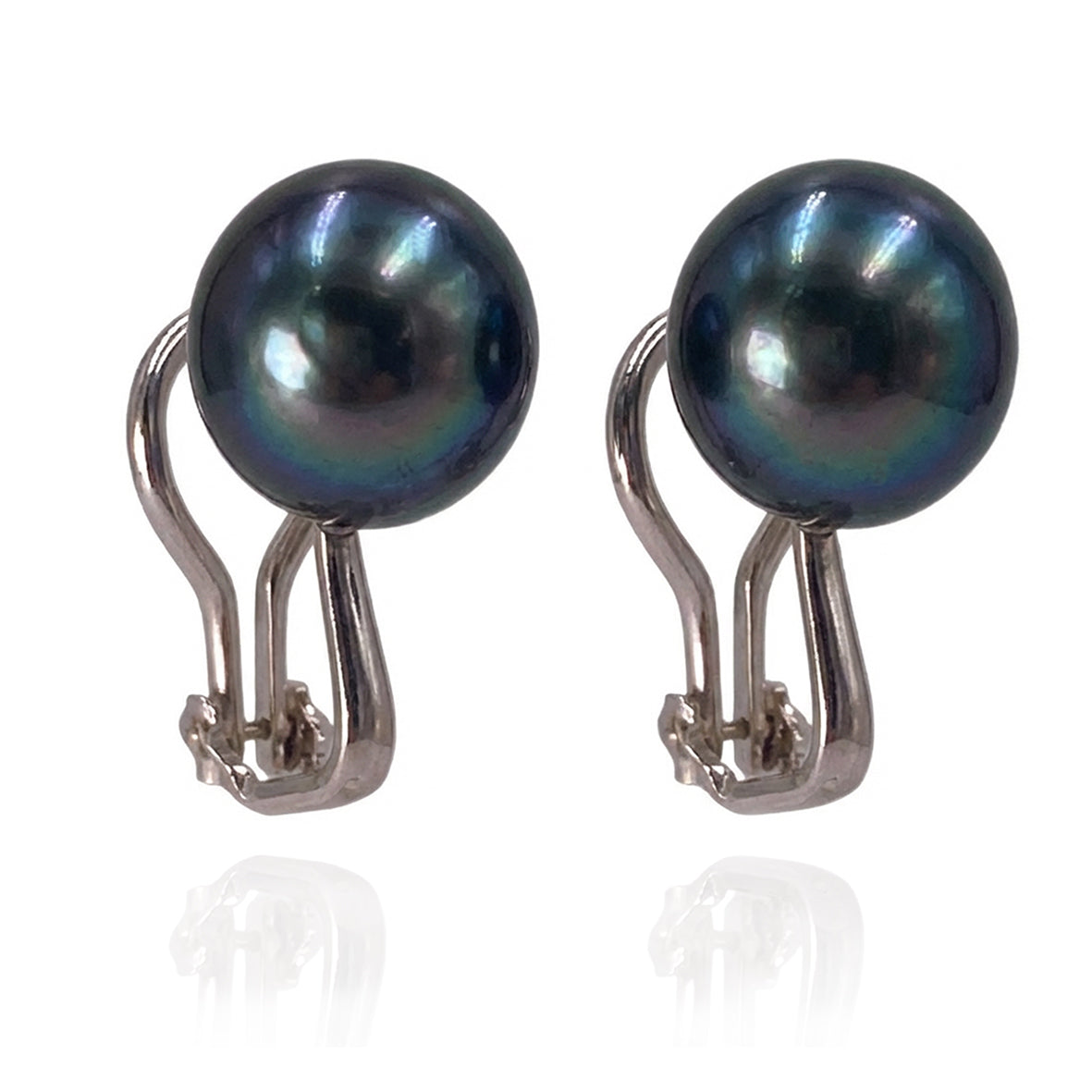 Black Freshwater Pearl Large Clip On Stud Earrings