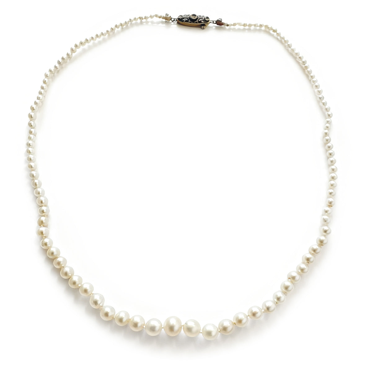Rare White-Gold Natural Saltwater Pearl 14ct Platinum & White Gold Necklace
