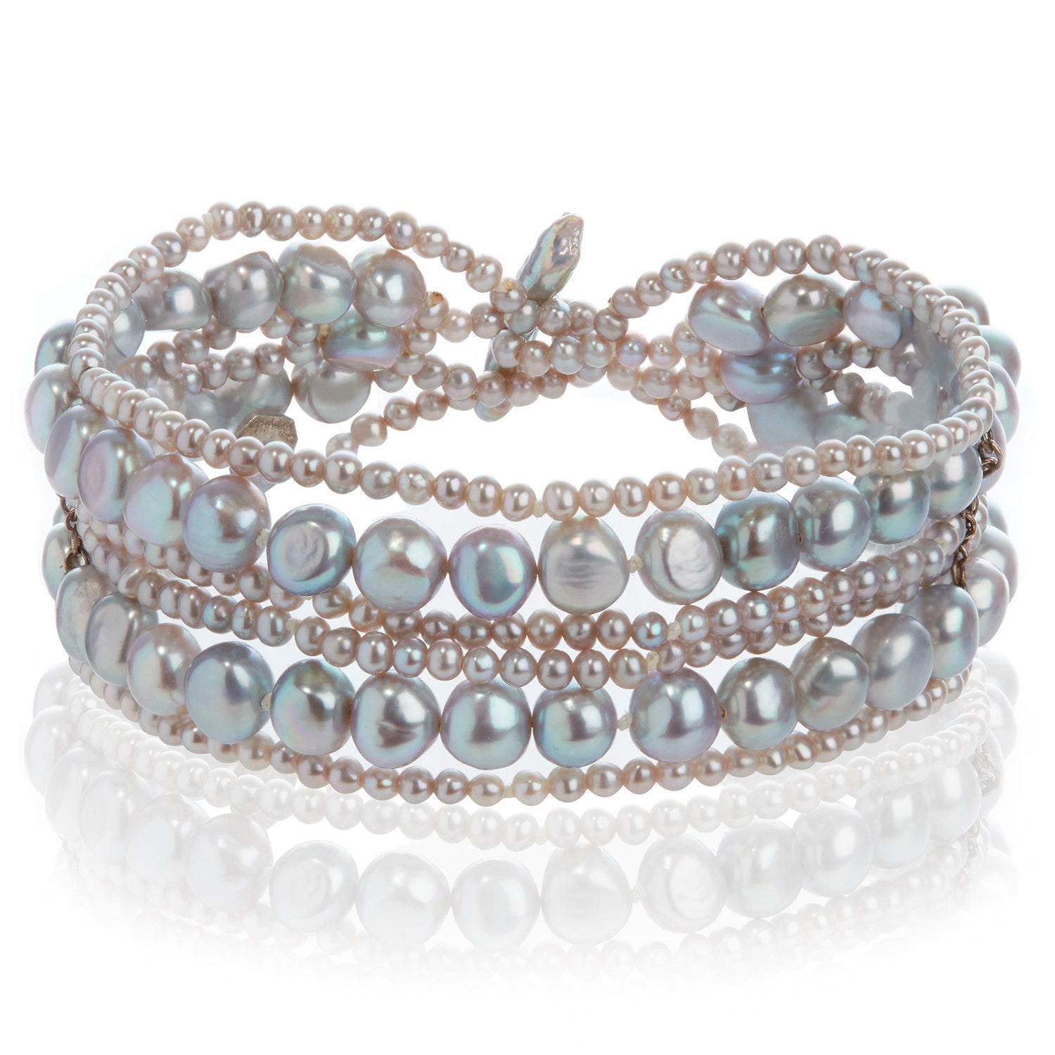 6 Strand Mixed Cultured Freshwater Grey Pearl Bracelet